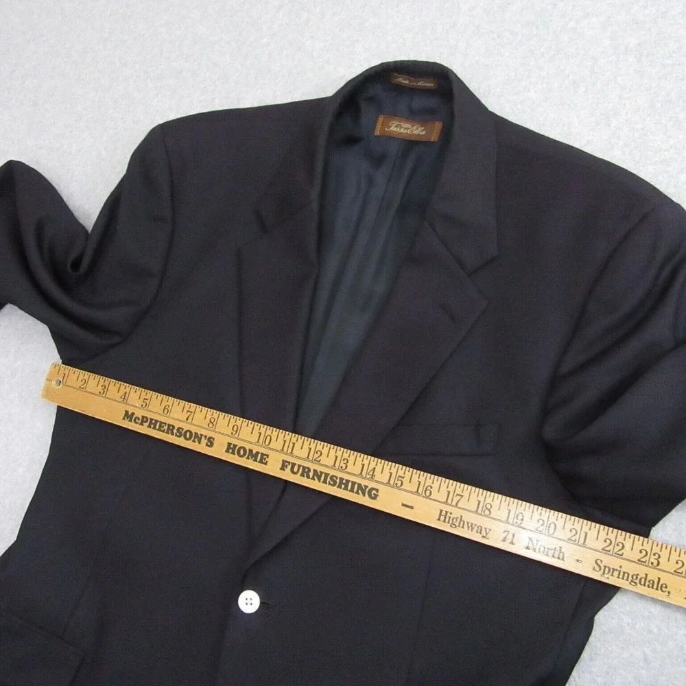 Tasso Elba Mens Angelico Sport Coat 42R‎ Black Blazer 120s Wool Cashmere